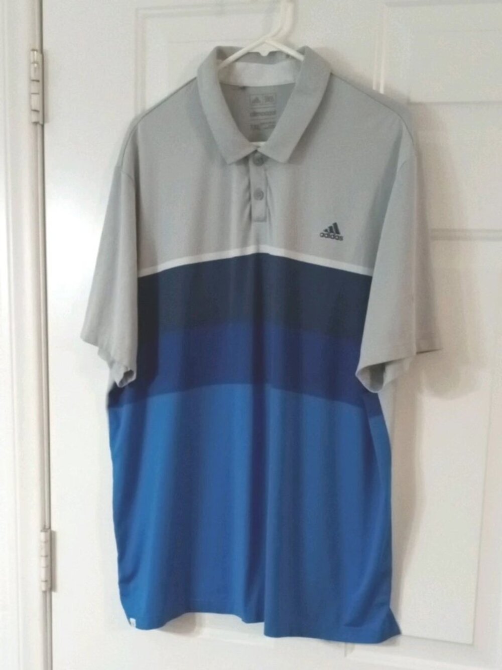 Adidas Climacool Golf Polo Shirt Men's XXL Gray and Blue Colorblock Short Sleeve